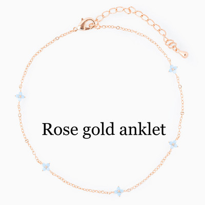 New ins Creative Blue Flower gleznă drăguț cupru placat cu aur zircon gleznă lanț pentru femei fete bijuterii de modă cadou