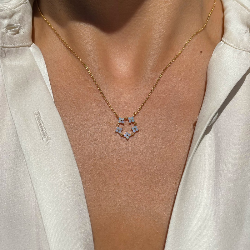 New ins Creative Blue Flower gleznă drăguț cupru placat cu aur zircon gleznă lanț pentru femei fete bijuterii de modă cadou