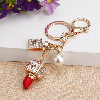 Fashion Creative Rhinestone Personality Lipstick Τσάντα Μπρελόκ αυτοκινήτου Γυναικεία σχολική τσάντα Κρεμαστό μεταλλικό δαχτυλίδι με μπρελόκ