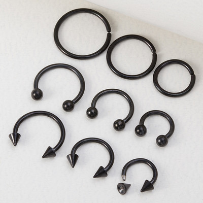 9 buc. Inel pentru nas din oțel inoxidabil Cercei cu cerc pentru septum Cartilajul urechii Tragus Helix Bijuterii circulare pentru buze Potcoavă Set de piercing real