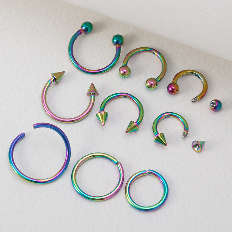 9 buc. Inel pentru nas din oțel inoxidabil Cercei cu cerc pentru septum Cartilajul urechii Tragus Helix Bijuterii circulare pentru buze Potcoavă Set de piercing real