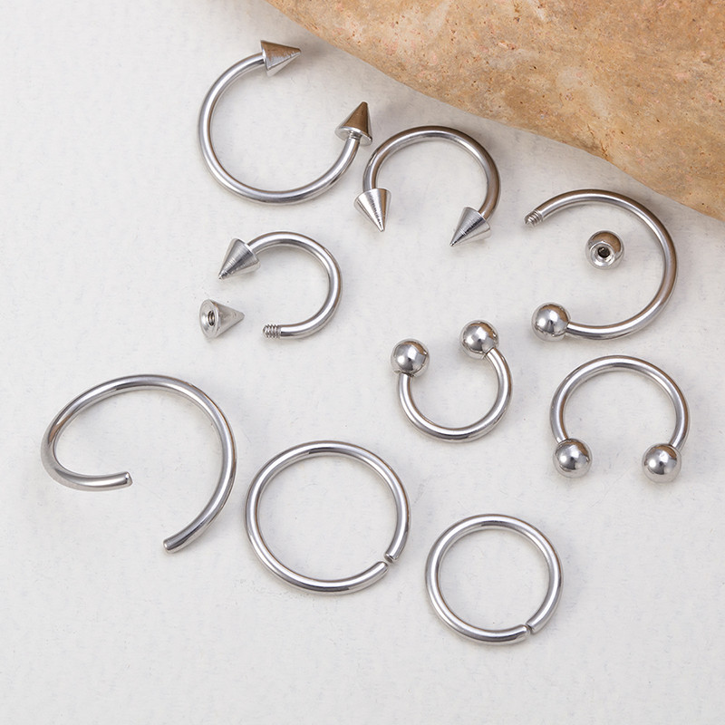 9 buc. Inel pentru nas din oțel inoxidabil Cercei cu cerc pentru septum Cartilajul urechii Tragus Helix Bijuterii circulare pentru buze Potcoavă Set de piercing real