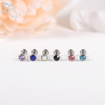 ZS 6-13PCS/LOT 16G комплект за пиърсинг за устни от неръждаема стомана Crystal Monroe Lip Stud Ear Tragus Helix Пиърсинг на хрущял 6/8/10 mm