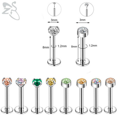 ZS 6-13PCS/LOT 16G Set za piercing za usnu Labret od nehrđajućeg čelika Crystal Monroe Piercing za usne Tragus Helix u hrskavici 6/8/10 mm