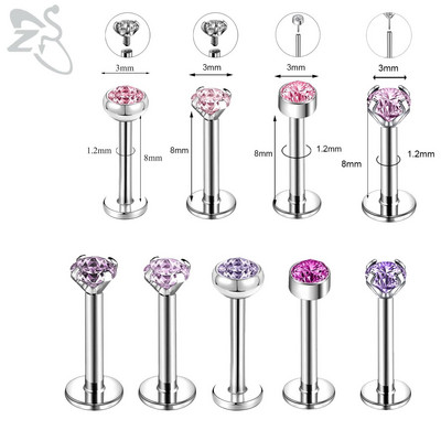 ZS 6-13PCS/LOT 16G Set za piercing za usnu Labret od nehrđajućeg čelika Crystal Monroe Piercing za usne Tragus Helix u hrskavici 6/8/10 mm