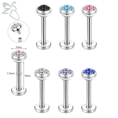 ZS 6-13PCS/LOT 16G Set za piercing za usnu Labret od nehrđajućeg čelika Crystal Monroe Piercing za usne Tragus Helix u hrskavici 6/8/10 mm