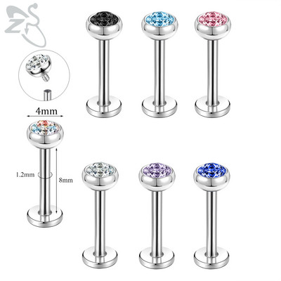 ZS 6-13PCS/LOT 16G Set za piercing za usnu Labret od nehrđajućeg čelika Crystal Monroe Piercing za usne Tragus Helix u hrskavici 6/8/10 mm