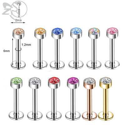 ZS 6-13PCS/LOT 16G Set za piercing za usnu Labret od nehrđajućeg čelika Crystal Monroe Piercing za usne Tragus Helix u hrskavici 6/8/10 mm