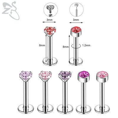 ZS 6-13PCS/LOT 16G Set za piercing za usnu Labret od nehrđajućeg čelika Crystal Monroe Piercing za usne Tragus Helix u hrskavici 6/8/10 mm