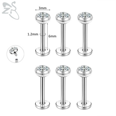 ZS 6-13PCS/LOT 16G Set za piercing za usnu Labret od nehrđajućeg čelika Crystal Monroe Piercing za usne Tragus Helix u hrskavici 6/8/10 mm