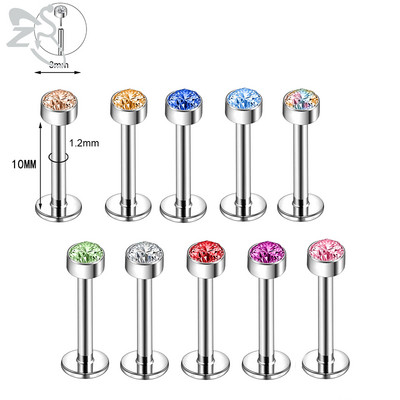 ZS 6-13PCS/LOT 16G Set za piercing za usnu Labret od nehrđajućeg čelika Crystal Monroe Piercing za usne Tragus Helix u hrskavici 6/8/10 mm
