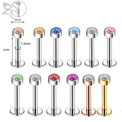 ZS 6-13PCS/LOT 16G Set za piercing za usnu Labret od nehrđajućeg čelika Crystal Monroe Piercing za usne Tragus Helix u hrskavici 6/8/10 mm
