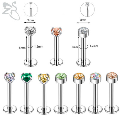 ZS 6-13PCS/LOT 16G Set za piercing za usnu Labret od nehrđajućeg čelika Crystal Monroe Piercing za usne Tragus Helix u hrskavici 6/8/10 mm