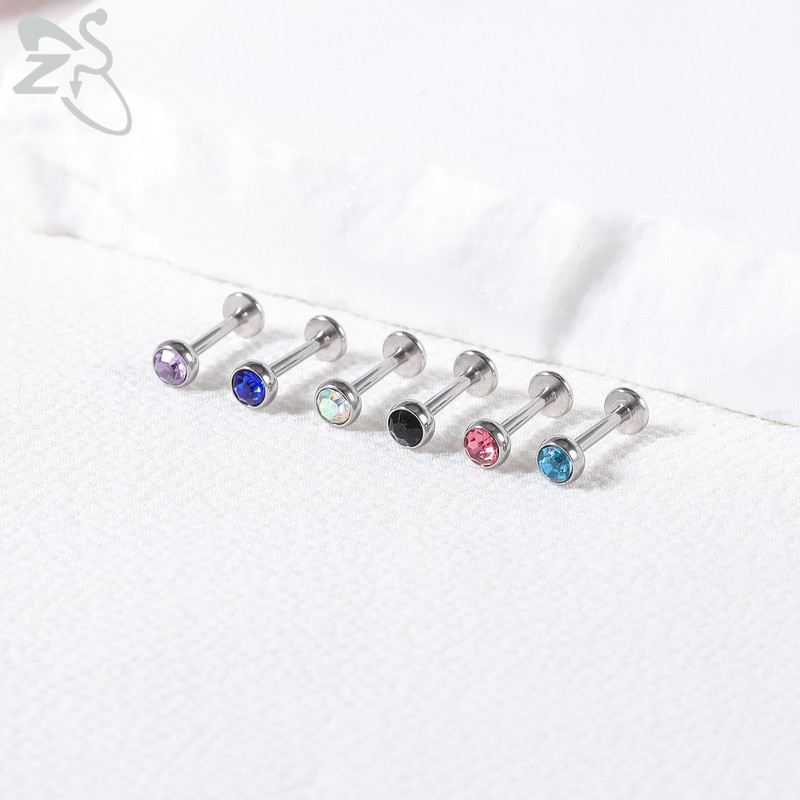 ZS 6-13PCS/LOT 16G Set za piercing za usnu Labret od nehrđajućeg čelika Crystal Monroe Piercing za usne Tragus Helix u hrskavici 6/8/10 mm