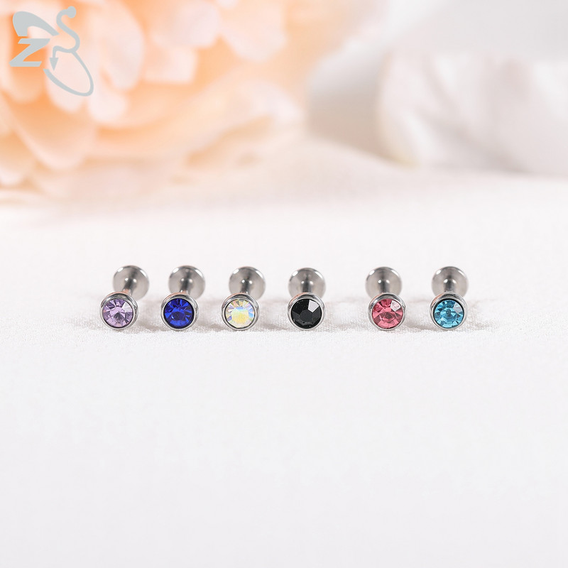 ZS 6-13PCS/LOT 16G Set za piercing za usnu Labret od nehrđajućeg čelika Crystal Monroe Piercing za usne Tragus Helix u hrskavici 6/8/10 mm