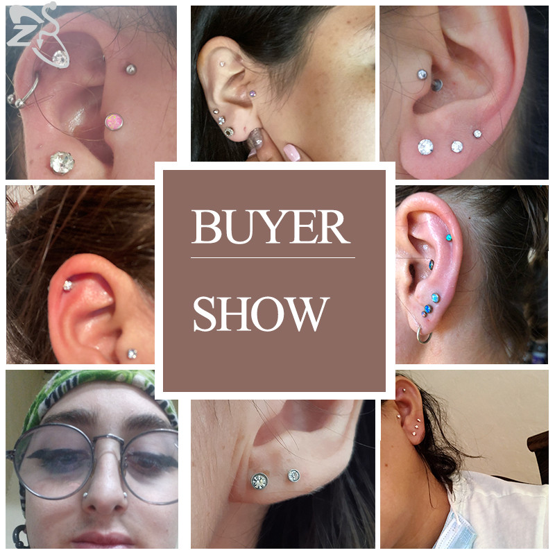 ZS 6-13PCS/LOT 16G Set za piercing za usnu Labret od nehrđajućeg čelika Crystal Monroe Piercing za usne Tragus Helix u hrskavici 6/8/10 mm