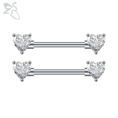 ZS 2 buc. Piercing pentru mamelon din cristal inimă, negru, trandafir, culoare aur, ciucuri, picătură din oțel inoxidabil, inel pentru mamelon, bijuterii pentru piercing pentru corp 14G