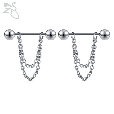 ZS 2 buc. Piercing pentru mamelon din cristal inimă, negru, trandafir, culoare aur, ciucuri, picătură din oțel inoxidabil, inel pentru mamelon, bijuterii pentru piercing pentru corp 14G