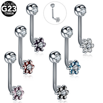 1PC Titanium Christina Vertical Hood Piercings Flower Lip Rings Opal Sexy Vagina Genital Piercing VCH Пиърсинг за вежди Бижута