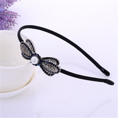Noua bandă de păr pentru femei, cu nod cu fundă, de lux, flanelă, anti-alunecare, cu cristale, accesorii de păr pentru fete