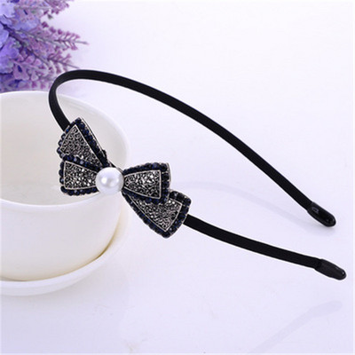 Noua bandă de păr pentru femei, cu nod cu fundă, de lux, flanelă, anti-alunecare, cu cristale, accesorii de păr pentru fete