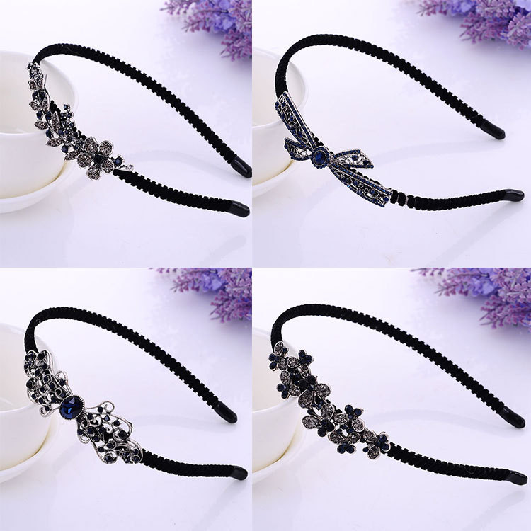 Noua bandă de păr pentru femei, cu nod cu fundă, de lux, flanelă, anti-alunecare, cu cristale, accesorii de păr pentru fete