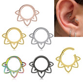 Inel pentru nas în formă de floare Septum Clicker Helix Piercing ureche Cartilage Daith Hoop Piercing pentru corp pentru femei bărbați oțel chirurgical 316L