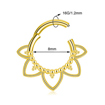 Форма на цвете Пръстен на носа Пръстен на носа Clicker Helix Пиърсинг на ушния хрущял Daith Hoop Пиърсинг на тялото за жени Мъже 316L хирургическа стомана