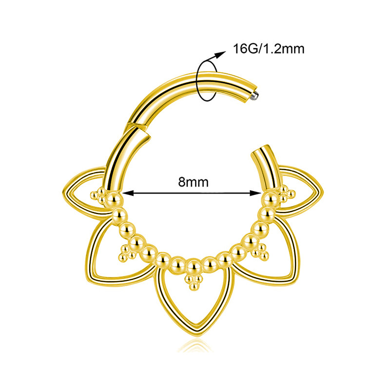 Inel pentru nas în formă de floare Septum Clicker Helix Piercing ureche Cartilage Daith Hoop Piercing pentru corp pentru femei bărbați oțel chirurgical 316L