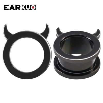 EARKUO Trendy, popularni čepići za uši od nehrđajućeg čelika, tuneli, rastezači, modni nakit za piercing naušnice, ekspanderi, mjerači, 2 kom.