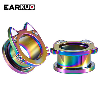 EARKUO Trendy, popularni čepići za uši od nehrđajućeg čelika, tuneli, rastezači, modni nakit za piercing naušnice, ekspanderi, mjerači, 2 kom.