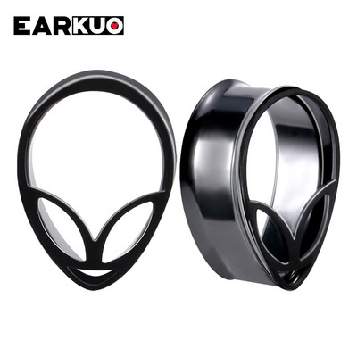 EARKUO Trendy, popularni čepići za uši od nehrđajućeg čelika, tuneli, rastezači, modni nakit za piercing naušnice, ekspanderi, mjerači, 2 kom.