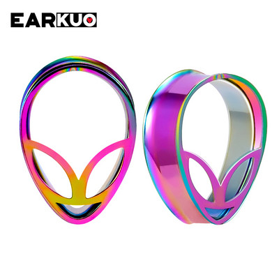 EARKUO Trendy, popularni čepići za uši od nehrđajućeg čelika, tuneli, rastezači, modni nakit za piercing naušnice, ekspanderi, mjerači, 2 kom.