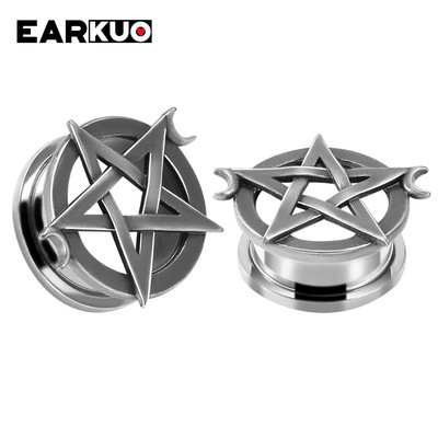 EARKUO Trendy, popularni čepići za uši od nehrđajućeg čelika, tuneli, rastezači, modni nakit za piercing naušnice, ekspanderi, mjerači, 2 kom.