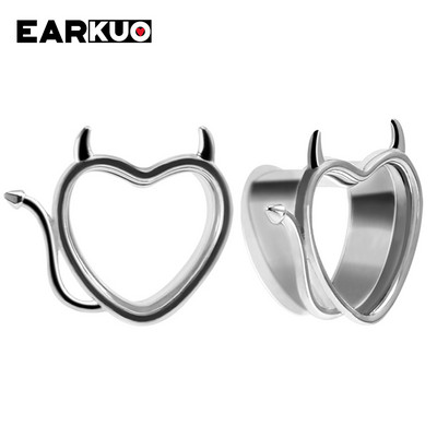 EARKUO Trendy, popularni čepići za uši od nehrđajućeg čelika, tuneli, rastezači, modni nakit za piercing naušnice, ekspanderi, mjerači, 2 kom.