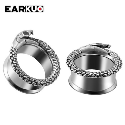 EARKUO Trendy, popularni čepići za uši od nehrđajućeg čelika, tuneli, rastezači, modni nakit za piercing naušnice, ekspanderi, mjerači, 2 kom.