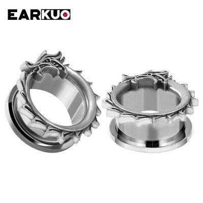 EARKUO Trendy, popularni čepići za uši od nehrđajućeg čelika, tuneli, rastezači, modni nakit za piercing naušnice, ekspanderi, mjerači, 2 kom.