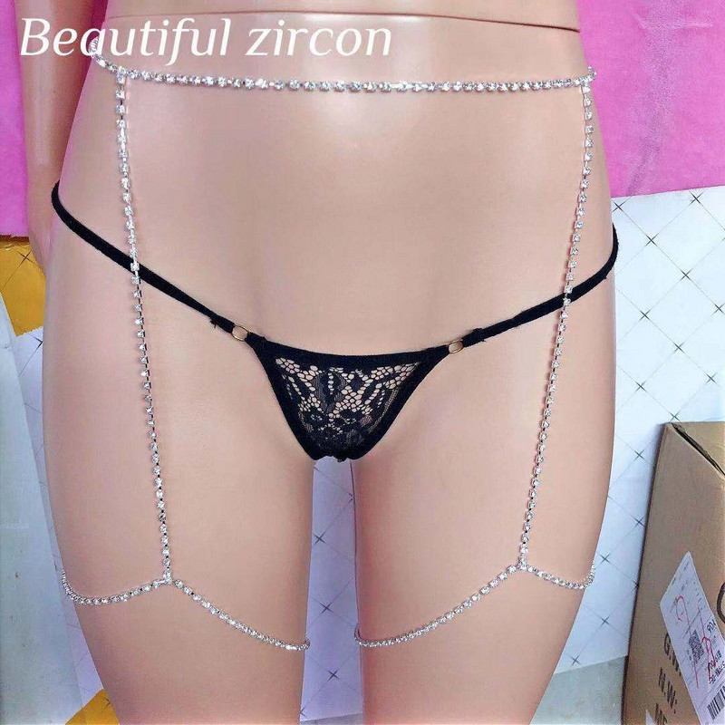 Võluv naiste särav kristallist reie kett vöö kett naiste sääre kett suvine rand seksikad bikiinid kehaaksessuaarid