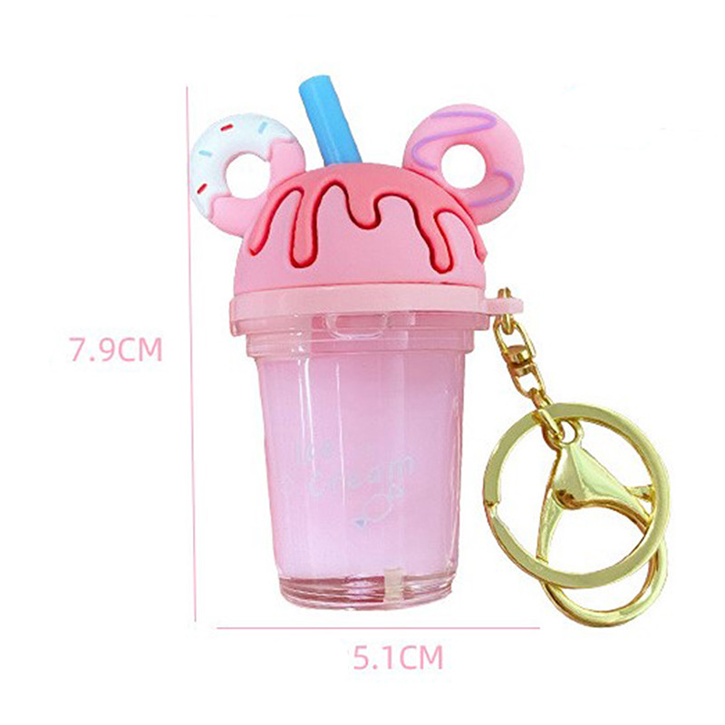 Kreslená kľúčenka Mickey Mouse s roztomilou šiškou, mliečnym čajom, tekutým pieskom, flitrovaným príveskom na kľúče, príveskom do auta pre ženy