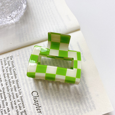 Nová kórejská dievčenská sladká sponka do vlasov, dámska vynikajúca akrylová štvorcová kockovaná sponka do vlasov do kúpeľa