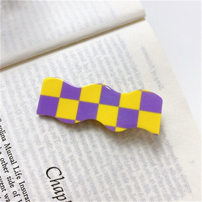 Nová kórejská dievčenská sladká sponka do vlasov, dámska vynikajúca akrylová štvorcová kockovaná sponka do vlasov do kúpeľa