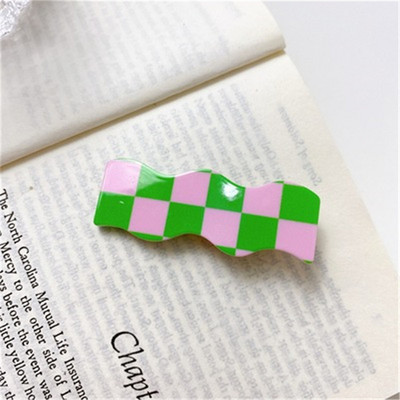 Nová kórejská dievčenská sladká sponka do vlasov, dámska vynikajúca akrylová štvorcová kockovaná sponka do vlasov do kúpeľa