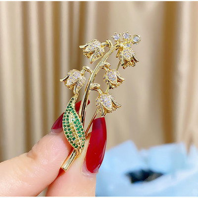 Corsaj de flori cu incrustație de zircon de înaltă calitate. Comerț cu ridicata pentru femei, accesorii pentru haine, cardigan, broșă, orhidee CZ, ace, decorare