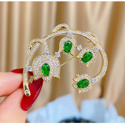 Corsaj de flori cu incrustație de zircon de înaltă calitate. Comerț cu ridicata pentru femei, accesorii pentru haine, cardigan, broșă, orhidee CZ, ace, decorare