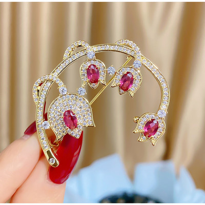 Corsaj de flori cu incrustație de zircon de înaltă calitate. Comerț cu ridicata pentru femei, accesorii pentru haine, cardigan, broșă, orhidee CZ, ace, decorare