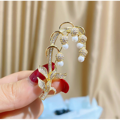 Corsaj de flori cu incrustație de zircon de înaltă calitate. Comerț cu ridicata pentru femei, accesorii pentru haine, cardigan, broșă, orhidee CZ, ace, decorare