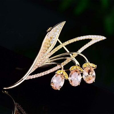 Corsaj de flori cu incrustație de zircon de înaltă calitate. Comerț cu ridicata pentru femei, accesorii pentru haine, cardigan, broșă, orhidee CZ, ace, decorare