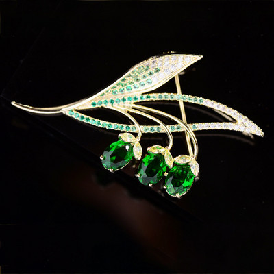 Corsaj de flori cu incrustație de zircon de înaltă calitate. Comerț cu ridicata pentru femei, accesorii pentru haine, cardigan, broșă, orhidee CZ, ace, decorare