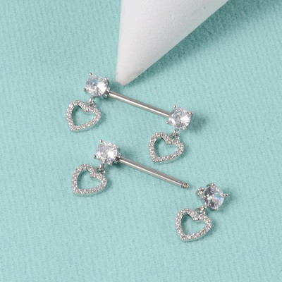 Pereche 361L din oțel chirurgical pentru mamelon inel cu mreană dragoste inimă inel pentru mamelon scut pentru mamelon 14G piercing limbă bijuterii pentru corp