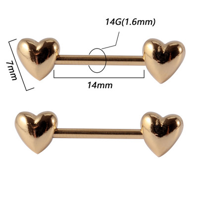 Pereche 361L din oțel chirurgical pentru mamelon inel cu mreană dragoste inimă inel pentru mamelon scut pentru mamelon 14G piercing limbă bijuterii pentru corp
